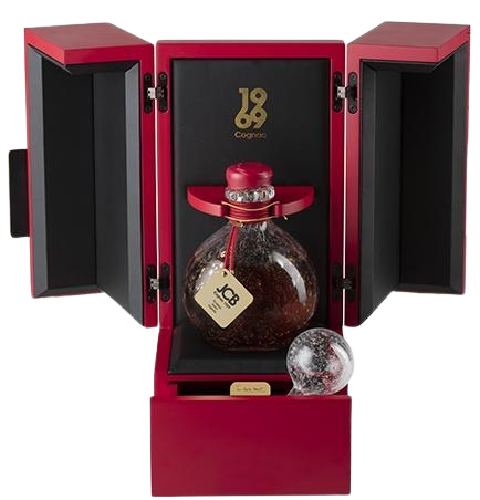 JCB by Jean-Charles Boisset 1969 Grande Champagne Cognac in elegant red and black decanter box.