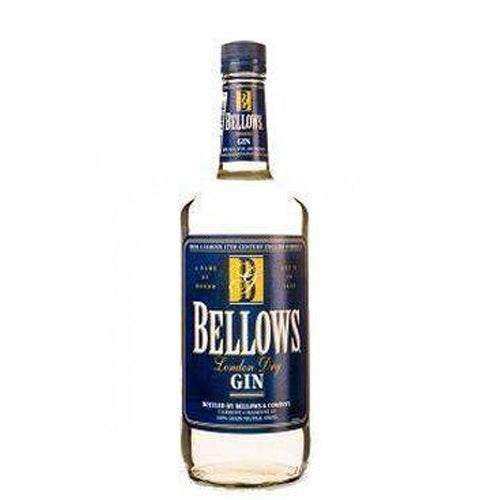 Bellows London Dry Gin 1L bottle with blue label and clear liquid inside