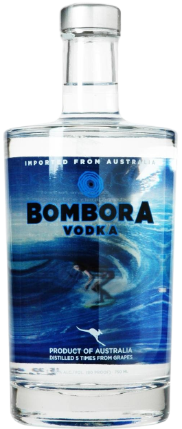 Bombora Vodka 750 ML premium Australian vodka with clear bottle and blue label.
