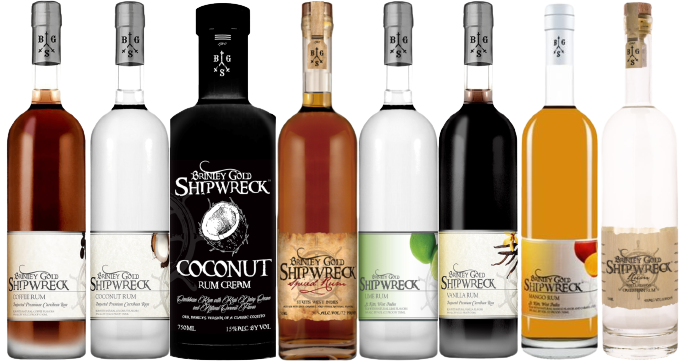 Brinley Gold Shipwreck Combo 750 ML bottles, featuring Caribbean spiced and coconut rum.