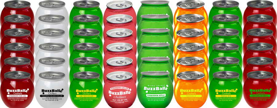 BuzzBallz Varietal Pack Combo 200 ML, 48 cans in assorted flavors.