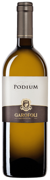 Wine bottle labeled 'Podium' by 'Garofoli' on a white background