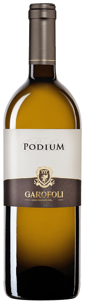 Wine bottle labeled 'Podium' by 'Garofoli' on a white background