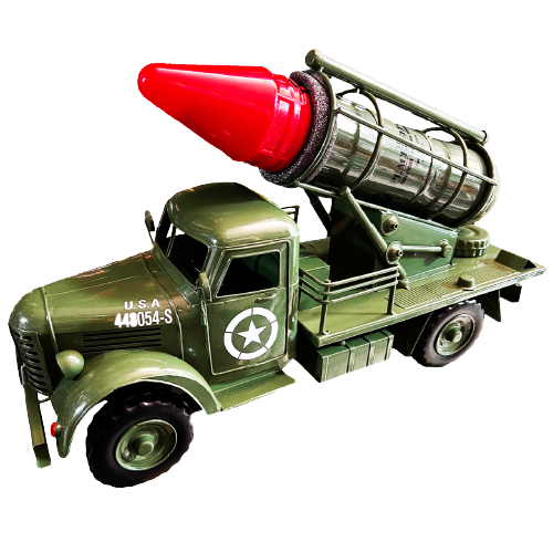 The Peacekeeper American Bourbon Whiskey 750 ML in army truck decanter.