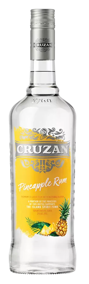 Cruzan Pineapple Flavored Rum 1L bottle with tropical pineapple flavor