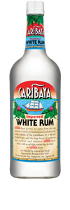 Caribaya White Rum 1.75L bottle with tropical label, clear Caribbean white rum