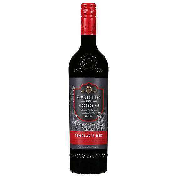 Castello Del Poggio Templar's Red Blend 750ml bottle with bold Italian red wine label.