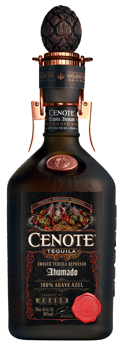 Cenote Tequila Ahumado Smoked Tequila Reposado 750ml bottle with 100% Agave Azul, oak-aged and smoky flavor