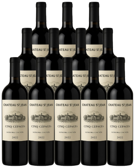 Chateau St. Jean Red Wine Cinq Cepages Sonoma County 2022 750 ML (12 Bottles)