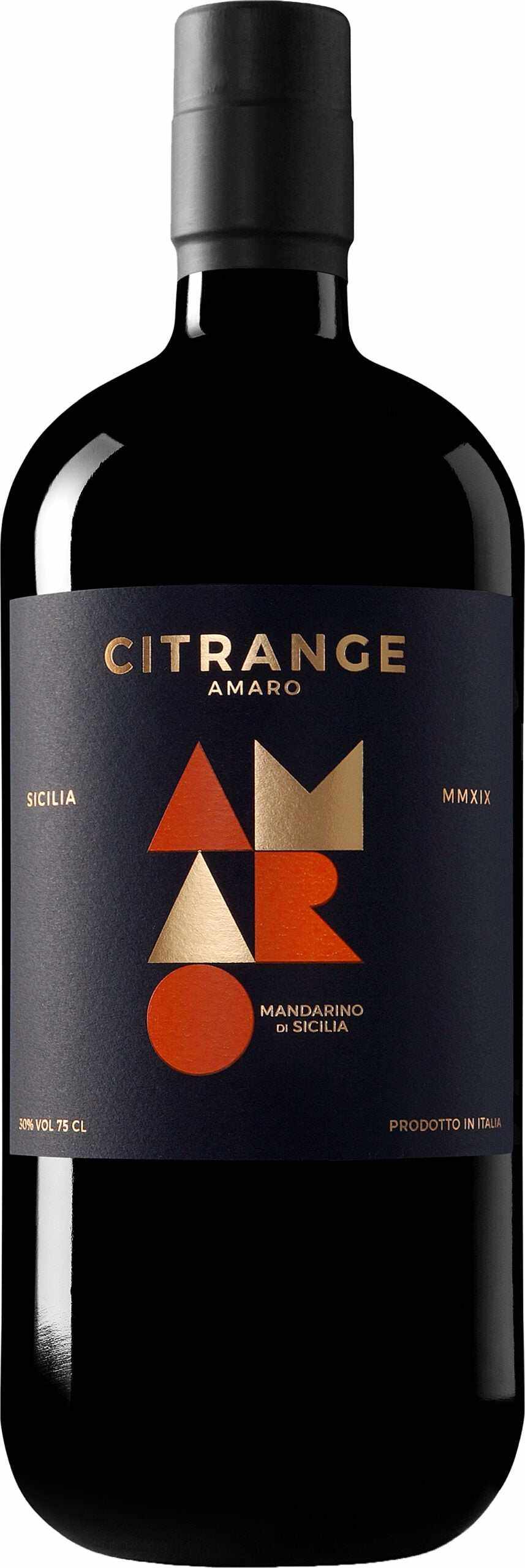 Citrange Amaro Mandarino Di Sicilia 750 ML bottle with Sicilian herbs and mandarin orange notes.