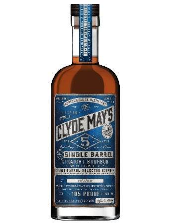 Clyde May’s Single Barrel Bourbon 5 Year 750ml bottle showcasing rich caramel, vanilla, and oak flavors