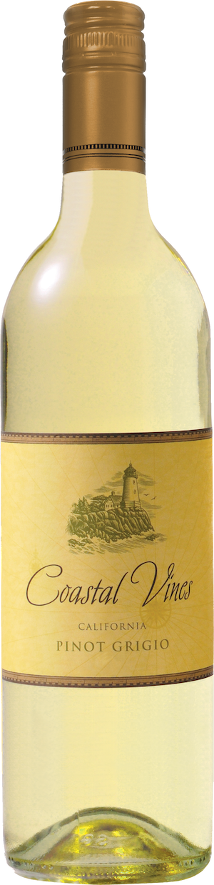 Coastal Vines Cellars Pinot Grigio 1.5L bottle with straw-colored wine and floral notes