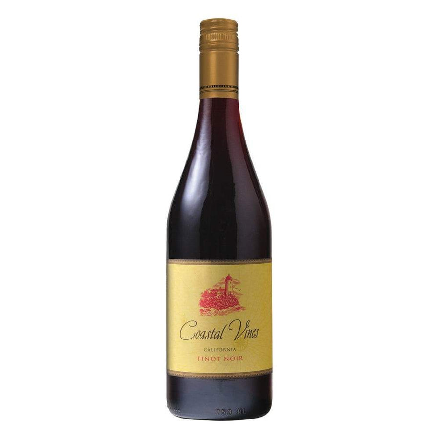 Coastal Vines Cellars Pinot Noir California 750 ML wine bottle with a yellow label.