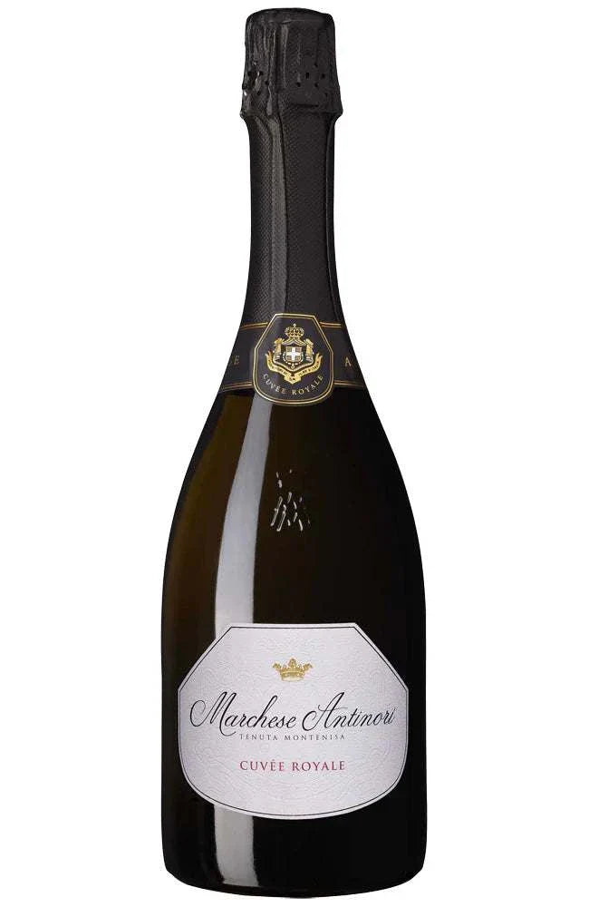 Marchese Antinori Franciacorta Brut Cuvee Royale 750 ML Italian sparkling wine bottle with elegant label and bubbles