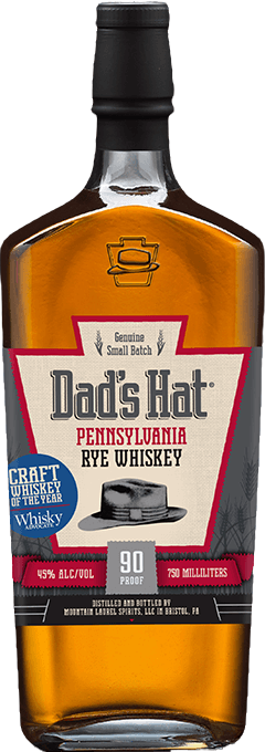 Dad's Hat Classic Pennsylvania Rye Whiskey 750ML bottle with craft whiskey label and 90 proof alcohol content