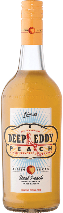 Deep Eddy Peach Flavored Vodka 1.75 L bottle with real peach juice.