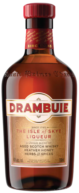 Drambuie The Isle Of Skye Liqueur 1L bottle with aged Scotch whisky, heather honey, herbs, and spices.