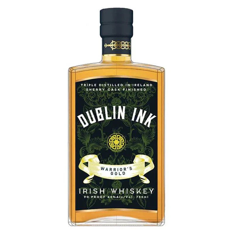 Dublin Ink Warrior's Gold Irish Whisky 750 ML bottle showcasing premium small-batch Irish whisky with smooth, rich malt and vanilla flavors.