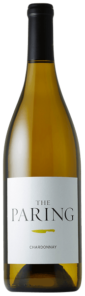 Wine bottle labeled 'The Paring Chardonnay' on a white background