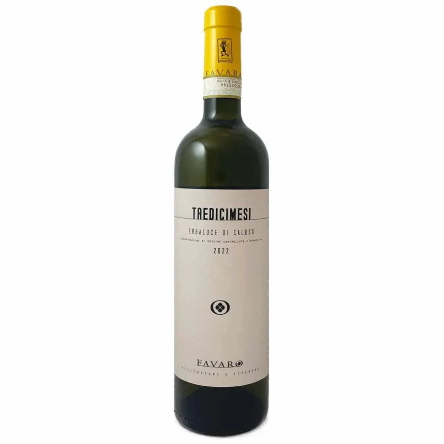 Favaro Erbaluce Di Caluso Tredicimesi 2022 white wine bottle with yellow cap and minimalist label