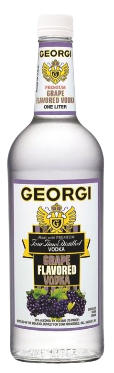 Georgi Grape Flavored Vodka 1L bottle with grape design and premium label