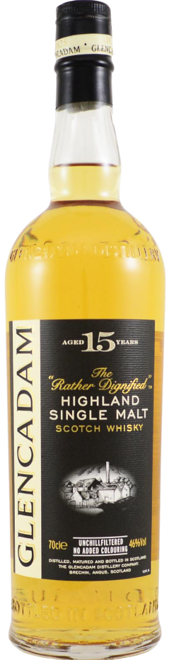 Glencadam 15 YR Highland Single Malt Scotch Whisky 750ml bottle with golden amber liquid and black label