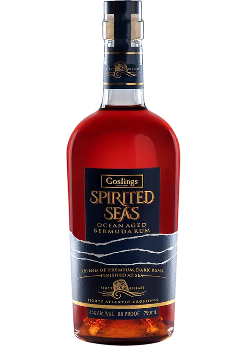Goslings Spirited Seas Rum 750 ML premium rum bottle on white background