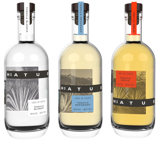 Hiatus Tequila 100% de Agave 750 ML Combo featuring Blanco, Reposado, and Añejo bottles.
