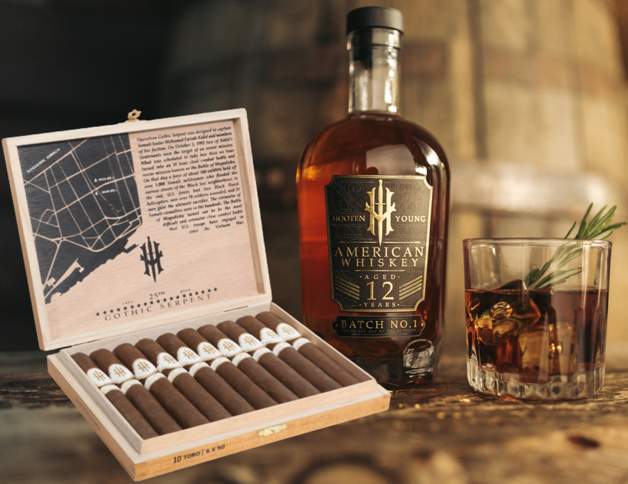 Hooten Young 12 Year 750 ML & Operation Gothic Serpent Toro 10 CT Box Combo