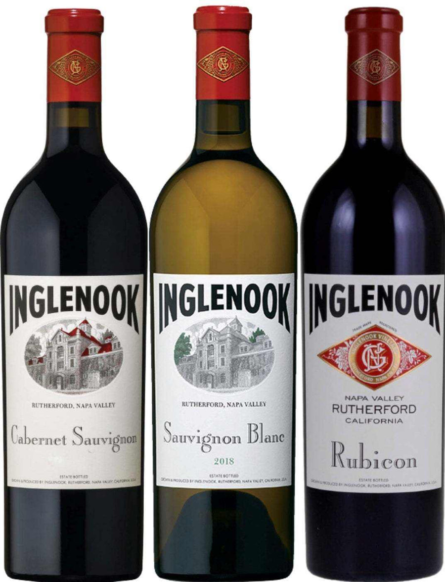 Inglenook Wine Gift Set featuring three 750 ML bottles in a premium gift box on a white background.