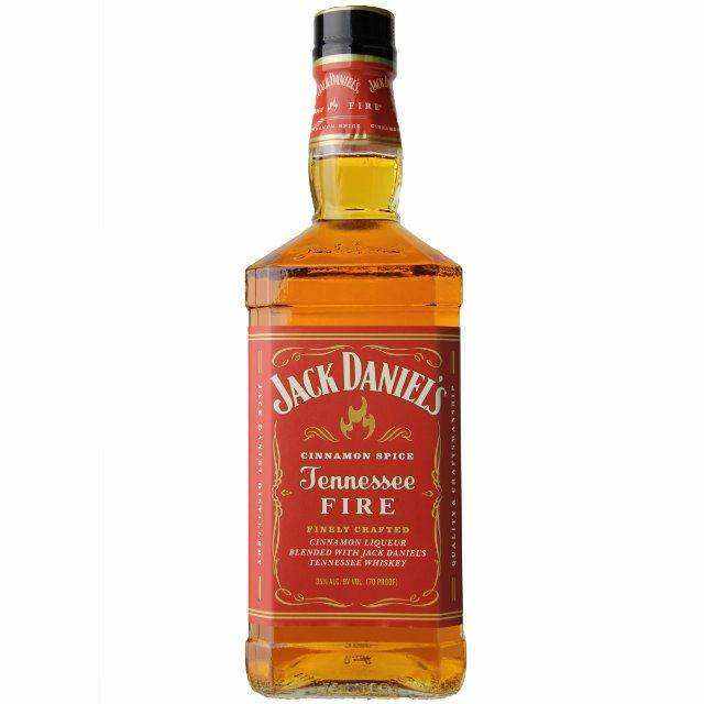 Jack Daniels Tennessee Fire Cinnamon Liqueur 750 ML bottle with vibrant red label, showcasing its bold cinnamon flavor and smooth whiskey base.