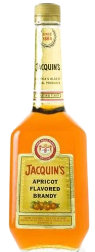 Jacquins Apricot Brandy 750 ML bottle with apricot-flavored brandy and gold cap