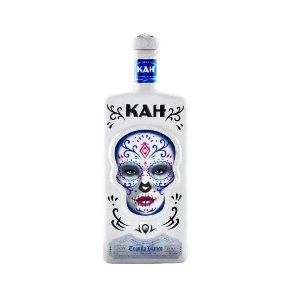 KAH Blanco Tequila 750 ML with Día de los Muertos skull design.