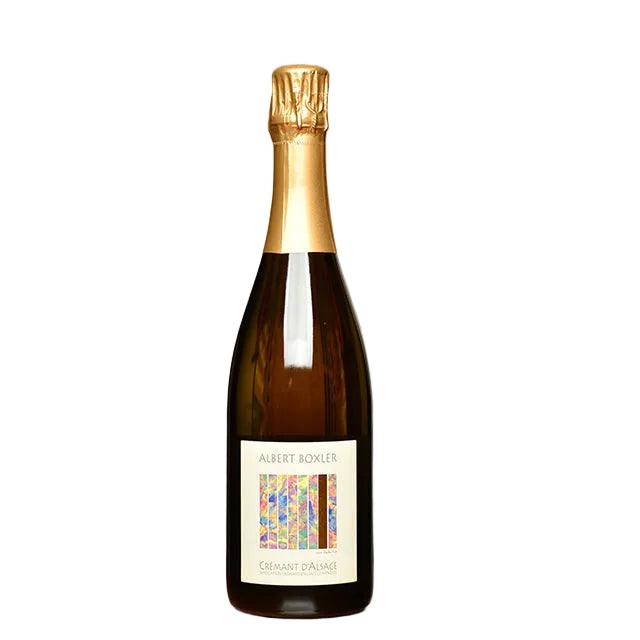 Bottle of Albert Boxler Cremant D'Alsace Brut 2021 sparkling wine 750 ML with elegant packaging