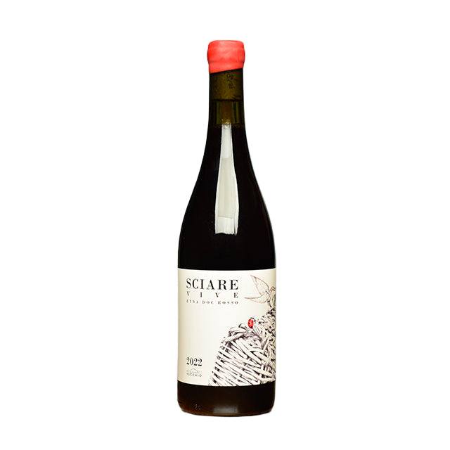 Bottle of Vigneti Vecchio Etna Rosso Sciare Vive 2022 red wine from Mount Etna vineyards