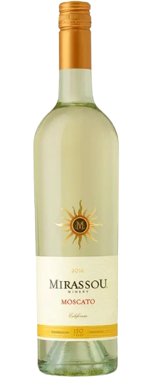 Close-up of Mirassou Moscato 750 ML wine label