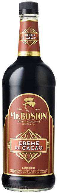 Mr. Boston Creme De Cacao Brown 1L bottle rich chocolate liqueur for cocktails