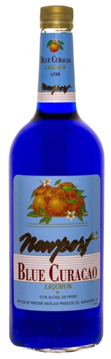 Newport Blue Curacao liqueur bottle 1 liter vibrant blue citrus flavored