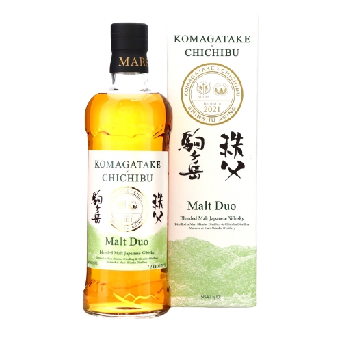 Komagatake Chichibu Collaboration Malt Duo Japanese Whiskey 750 ML bottle and packaging.