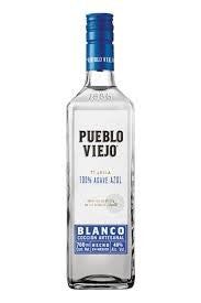 Pueblo Viejo Blanco Tequila 1.75L bottle with 100% Blue Weber agave from Jalisco, Mexico, clear tequila for cocktails and sipping