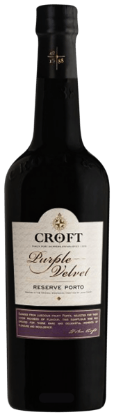 Croft Purple Velvet Reserve Porto bottle on a black background