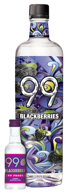 99 Brand Blackberries Liqueur 750 ML bottle with vibrant label design.
