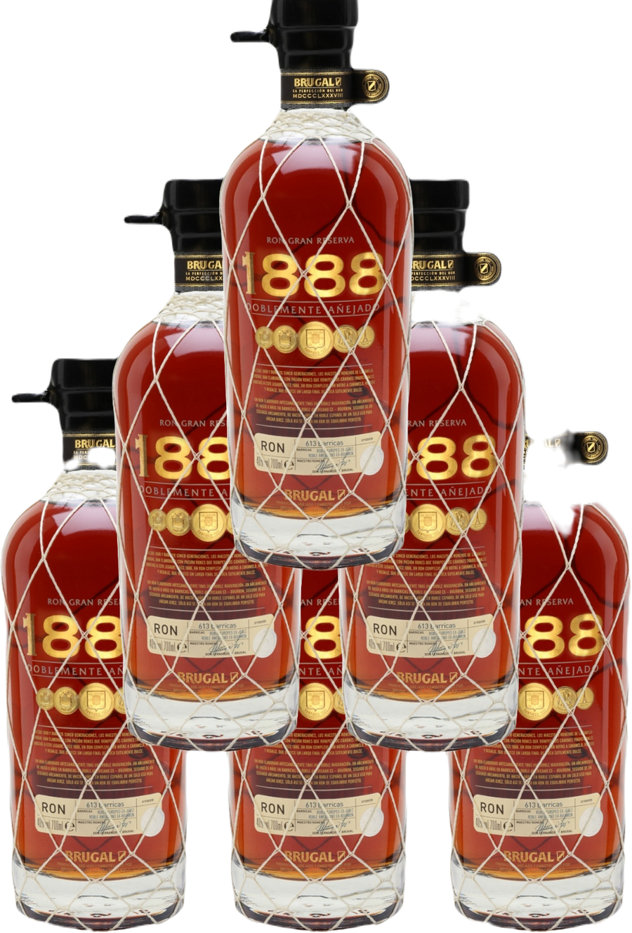 Brugal 1888 Ron Gran Reserva Doblemente Anejado Rum 750 ML (6 Bottles)