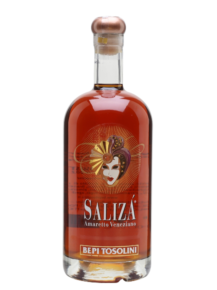 Bepi Tosolini Amaretto Saliza Liquor 750 ML bottle with Italian craftsmanship, authentic almond liqueur, and elegant marzipan flavor.