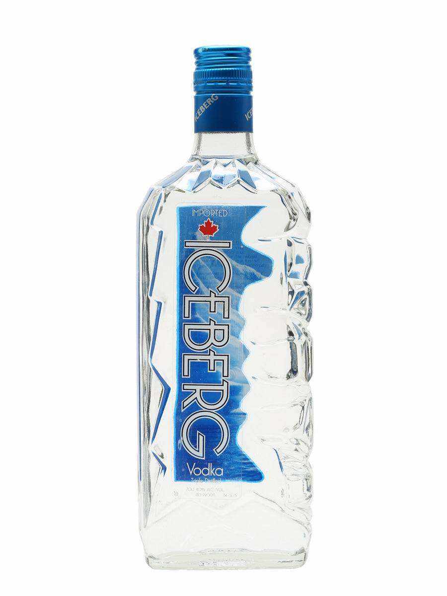 Iceberg Canadian Vodka 1 L bottle with blue label and unique glacier-inspired design.