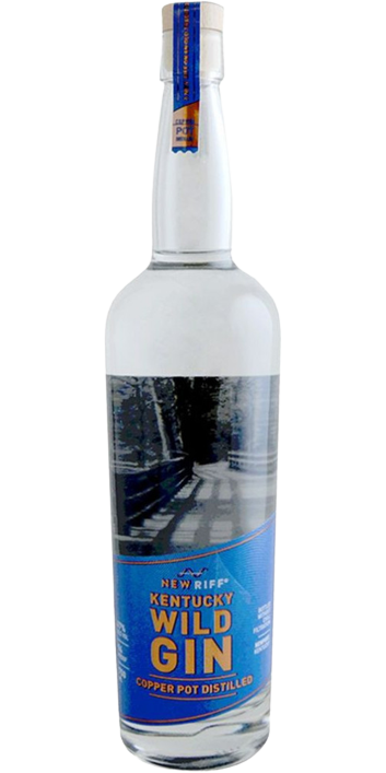 New Riff Copper Pot Distilled Kentucky Wild Gin 750 ML bottle with blue label.