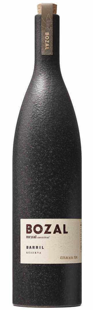 Bozal Barril Reserva Mezcal Artesanal 750 ML bottle with textured black design.