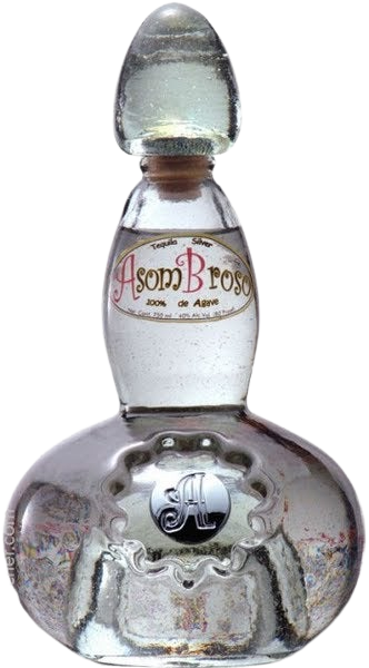 Asombroso El Platino Silver Tequila bottle, 100% blue agave.