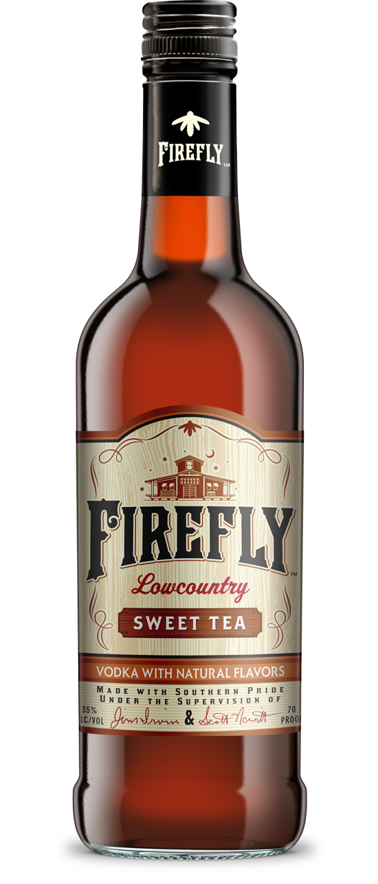 Firefly Original Sweet Tea Vodka 750 ML bottle with label featuring sweet tea infusion.