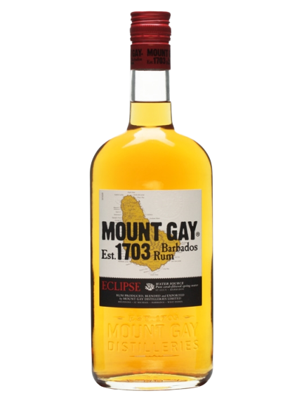 Mount Gay Eclipse Rum 1.75L bottle with golden Barbados rum and red cap
